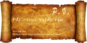 Páricsi Valéria névjegykártya